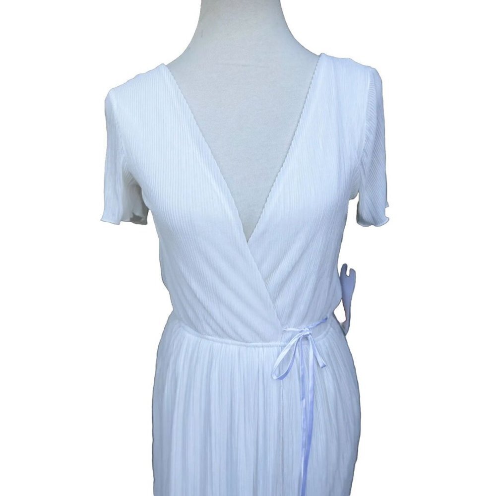 Leith Women's Ivory Pleat Surplice Wrap Dress Size XS - Picture 16 of 16